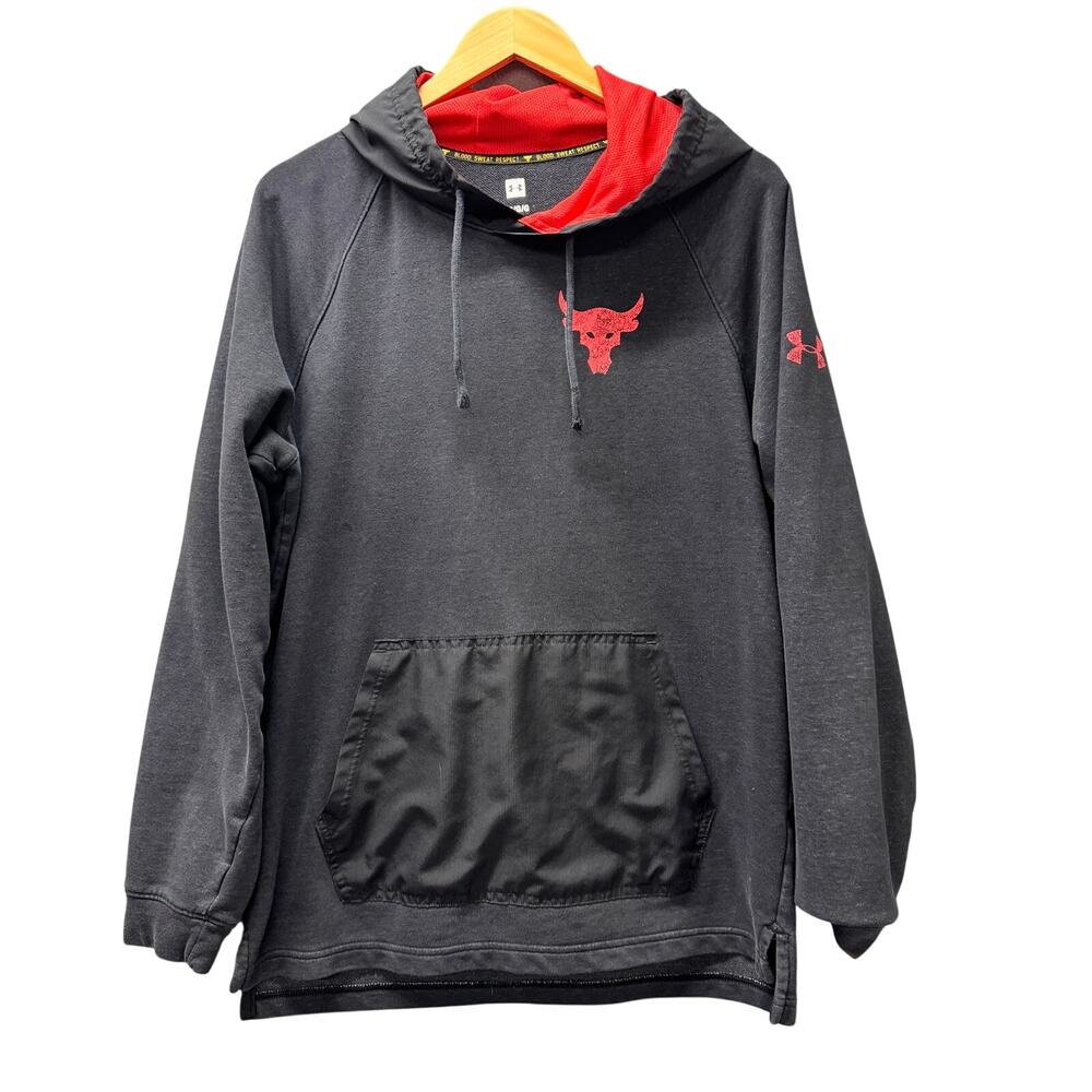 Project Rock Hoodie Mens Large Black Pullover Under Armour Same Game Same Hell